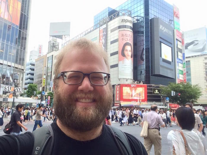 Shane at Shibuya Crossing (渋谷交差点) in Tokyo (東京) in June of 2015