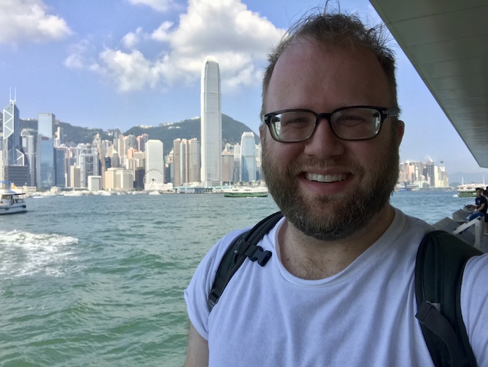 very sweaty, waiting to ride the Star Ferry (天星小輪) across Victoria Harbour in Hong Kong in June of 2015