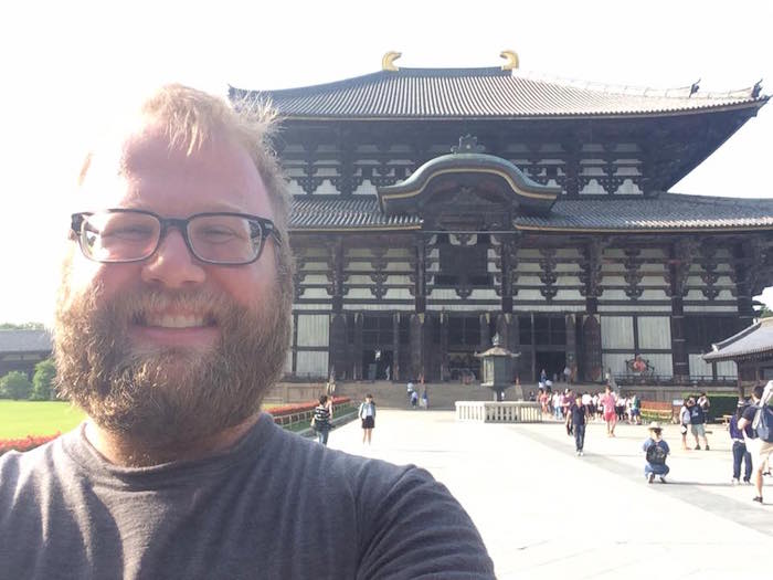in front of Toodai-ji (東大寺) in Nara (奈良) in June of 2015