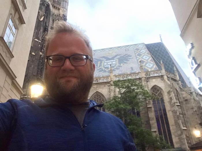 outside the Domkirche St. Stephan in Vienna in May of 2015