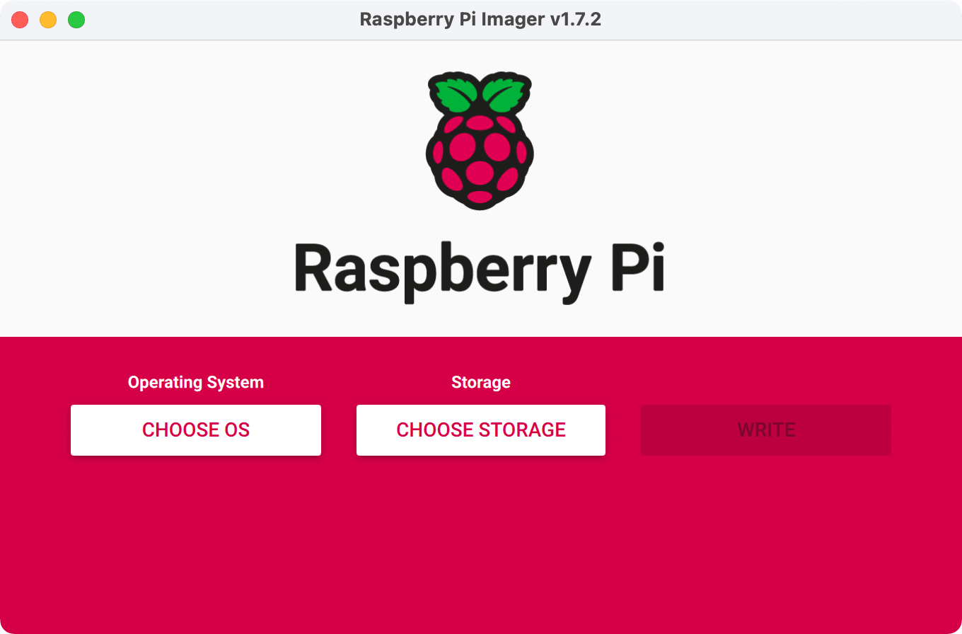 The Raspberry Pi Imager interface with the ‘Choose OS’ button circled